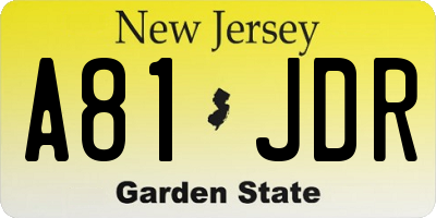 NJ license plate A81JDR