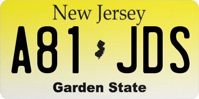 NJ license plate A81JDS