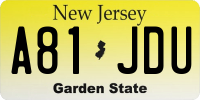 NJ license plate A81JDU
