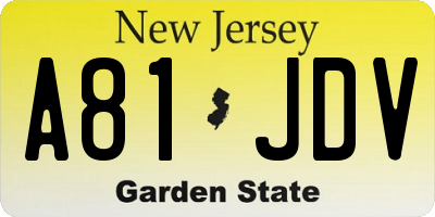 NJ license plate A81JDV