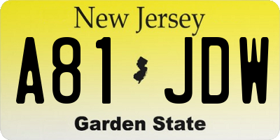 NJ license plate A81JDW