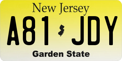 NJ license plate A81JDY