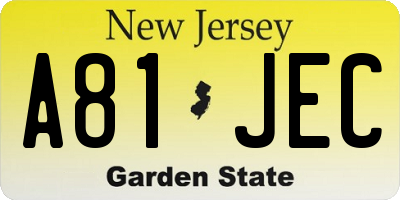 NJ license plate A81JEC
