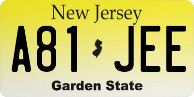 NJ license plate A81JEE