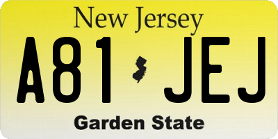 NJ license plate A81JEJ