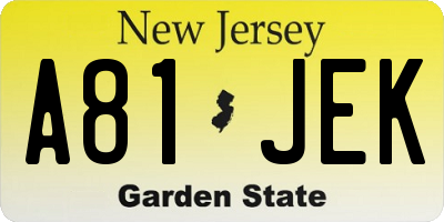 NJ license plate A81JEK