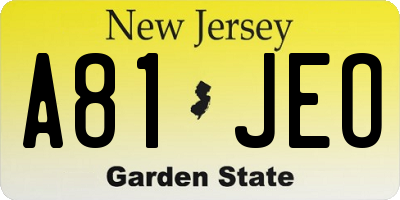 NJ license plate A81JEO
