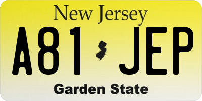 NJ license plate A81JEP
