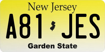 NJ license plate A81JES
