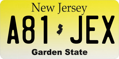 NJ license plate A81JEX