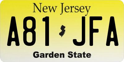 NJ license plate A81JFA