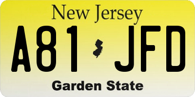 NJ license plate A81JFD