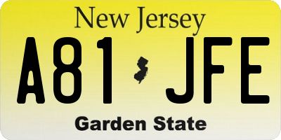 NJ license plate A81JFE
