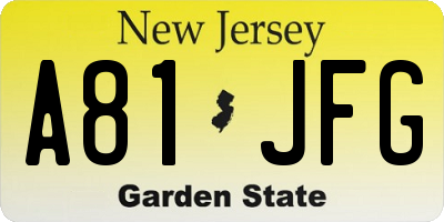 NJ license plate A81JFG