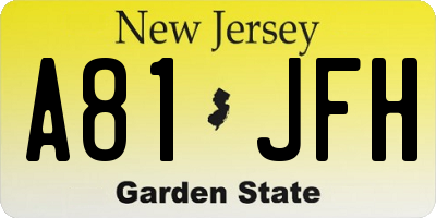 NJ license plate A81JFH