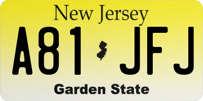 NJ license plate A81JFJ