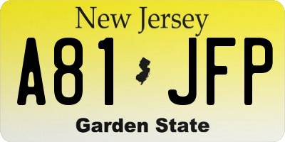 NJ license plate A81JFP
