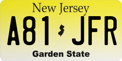 NJ license plate A81JFR