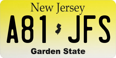 NJ license plate A81JFS