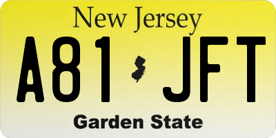 NJ license plate A81JFT