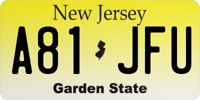 NJ license plate A81JFU