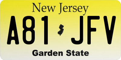 NJ license plate A81JFV