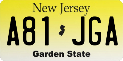 NJ license plate A81JGA