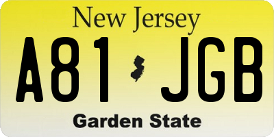 NJ license plate A81JGB