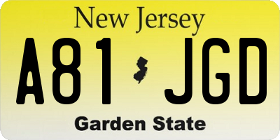 NJ license plate A81JGD
