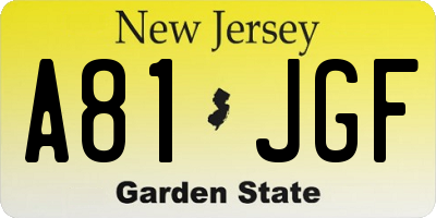 NJ license plate A81JGF