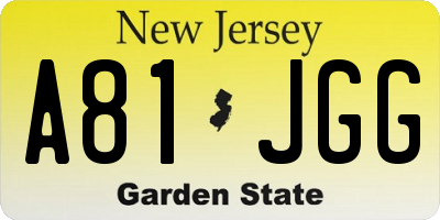NJ license plate A81JGG