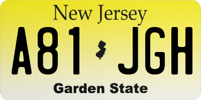 NJ license plate A81JGH