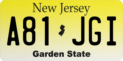 NJ license plate A81JGI