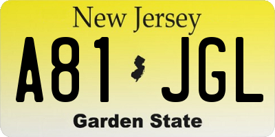 NJ license plate A81JGL