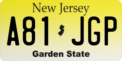 NJ license plate A81JGP
