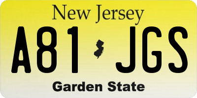 NJ license plate A81JGS