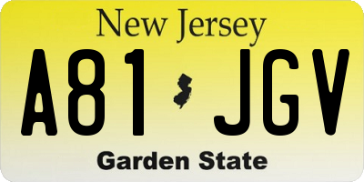 NJ license plate A81JGV