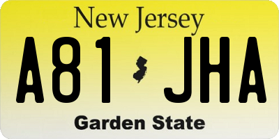 NJ license plate A81JHA