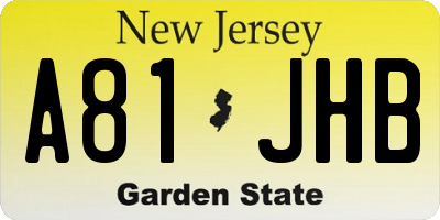 NJ license plate A81JHB
