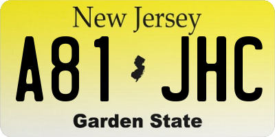 NJ license plate A81JHC
