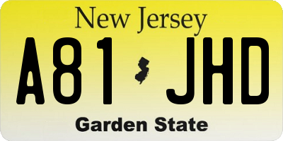 NJ license plate A81JHD