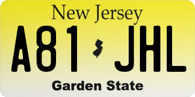 NJ license plate A81JHL
