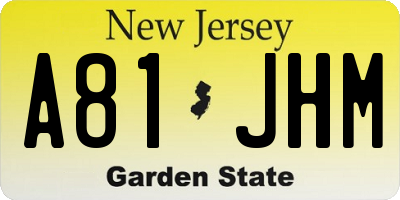 NJ license plate A81JHM