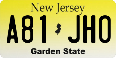 NJ license plate A81JHO