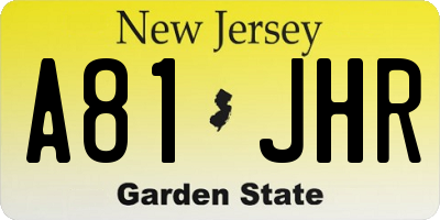 NJ license plate A81JHR