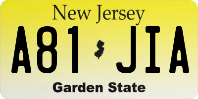 NJ license plate A81JIA
