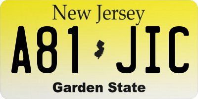 NJ license plate A81JIC