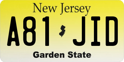 NJ license plate A81JID