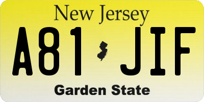 NJ license plate A81JIF