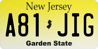 NJ license plate A81JIG